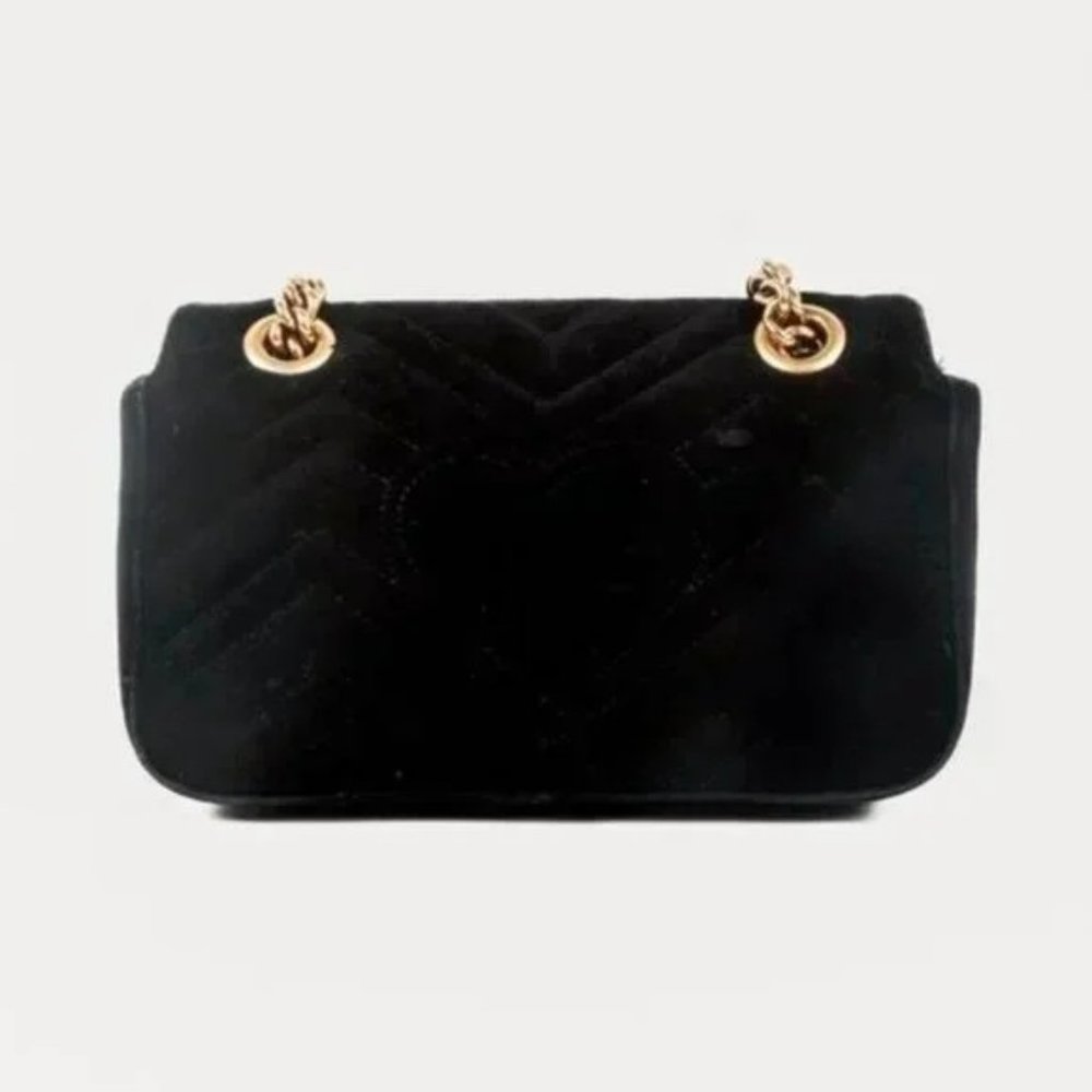 *SOLD* Gucci Mini Black Velvet GG Marmont Shoulder Bag - Picture 4 of 12